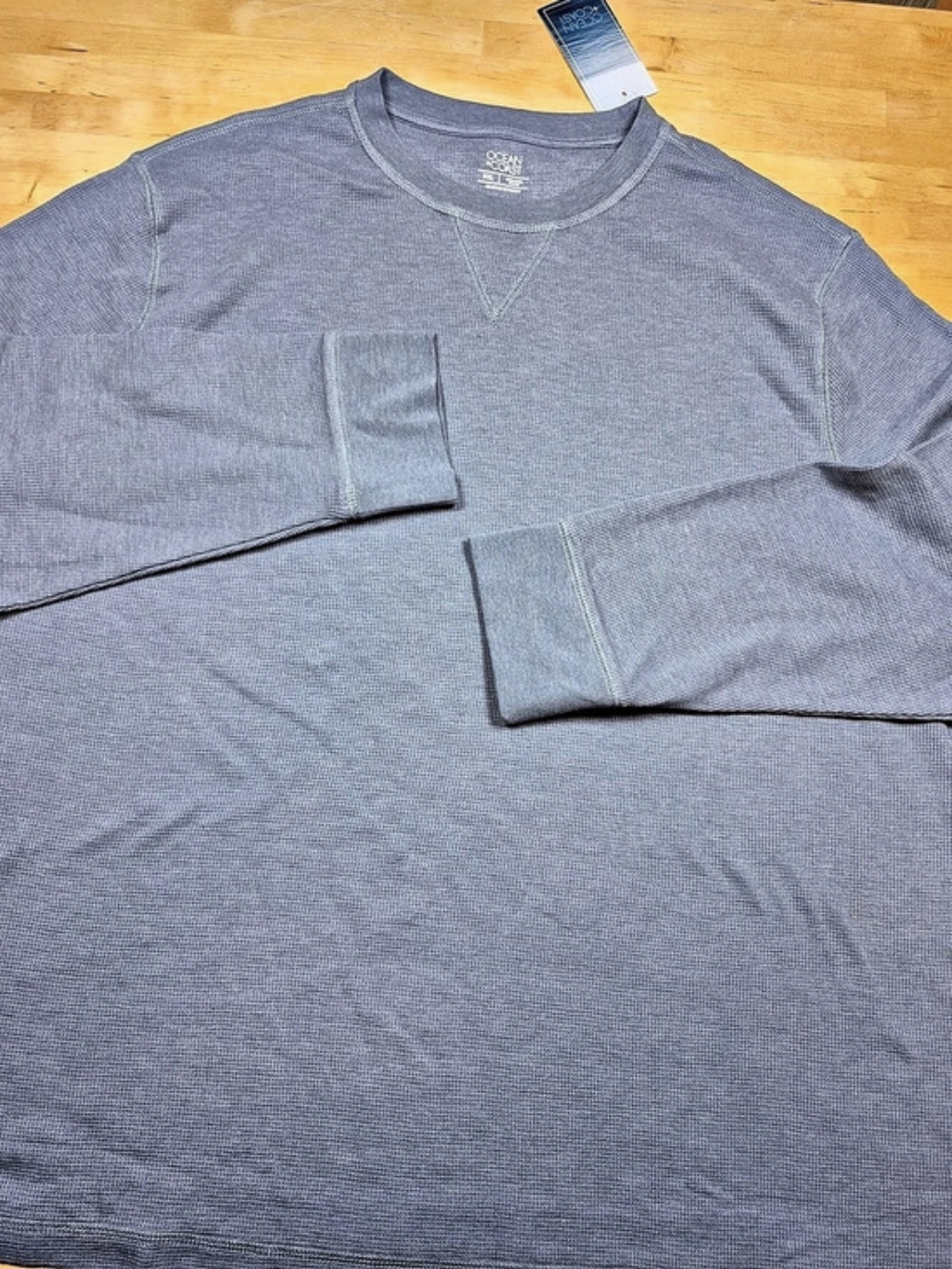 Ocean + Coast Thermal Waffle Knit Pullover Blue XXL